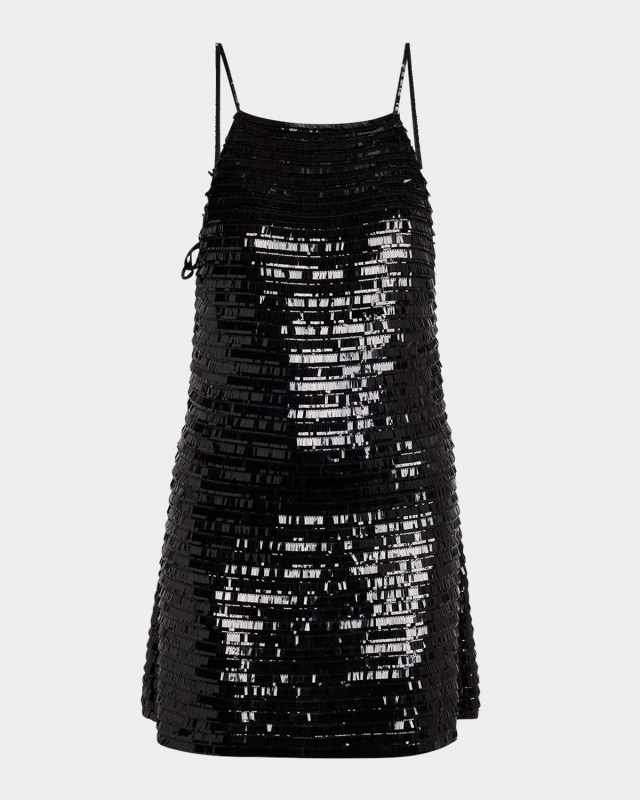 Fringe Sequined Cutout Mini Cocktail Dress